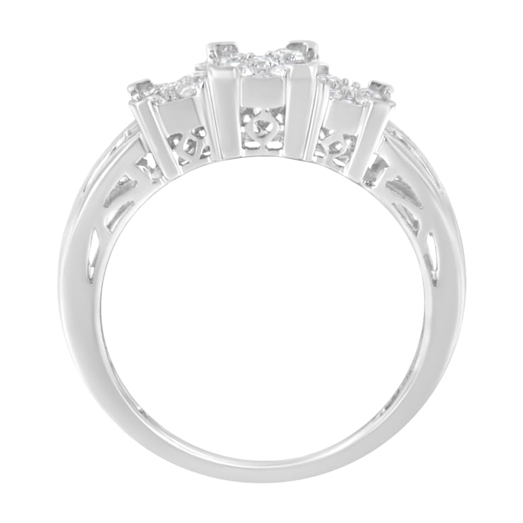 10K White Gold 1/2ctw Mixed Shape Diamond 3 Square Ring (H-I Color,
SI2-I1 Clarity)