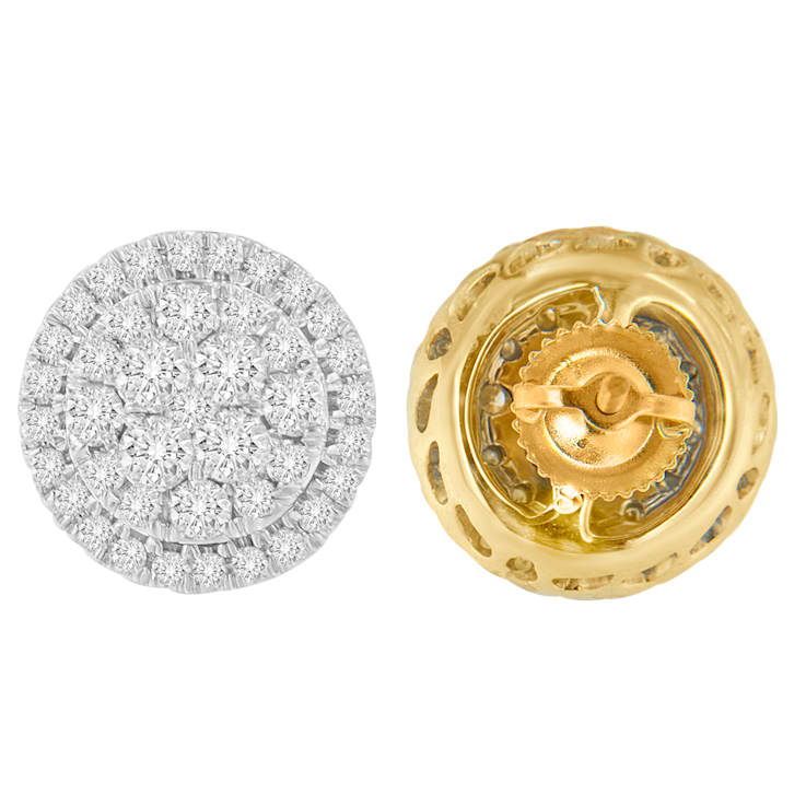 10K Yellow Gold Round Cut Diamond Earrings 1.5ctw