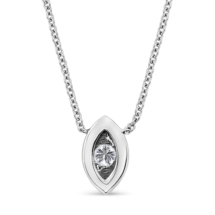0.10ctw Marquise Diamond Miracle-Set Solitaire 10K White Gold Necklace