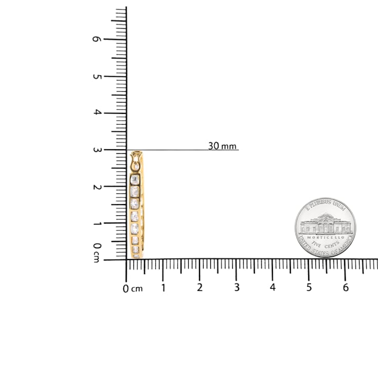10K Yellow Gold 1.00 Cttw Round and Baguette-Cut Diamond U-Hoop Earrings
(H-I Color, SI2-I1 Clarity)