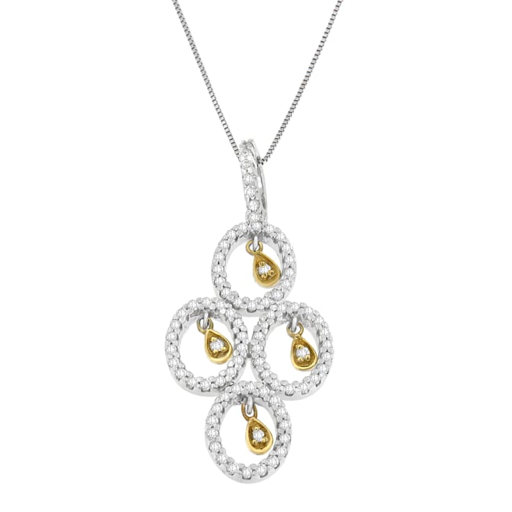 14K Two- Toned Gold 2/5ctw Round Diamond Pendant With Chain (H-I, I1-I2)