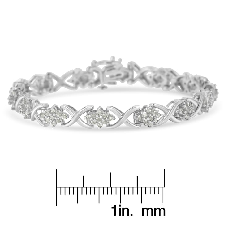 Rhodium Over Sterling Silver 2 1/4 Cttw Diamond Link Bracelet