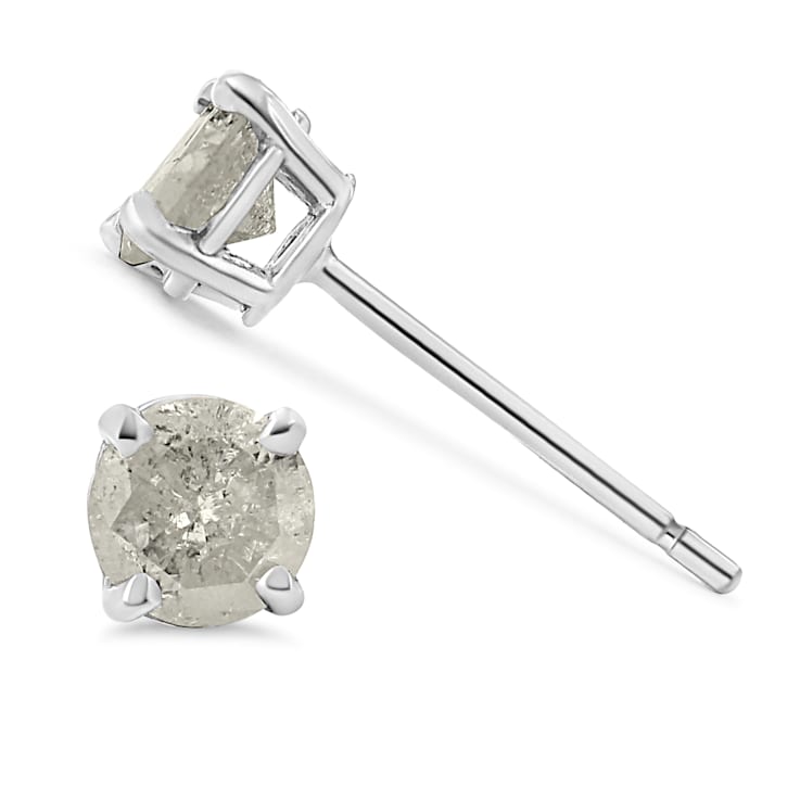 Sterling Silver 3/4ctw 4-Prong Round-cut "Salt and Pepper"
Diamond Classic Stud Earrings