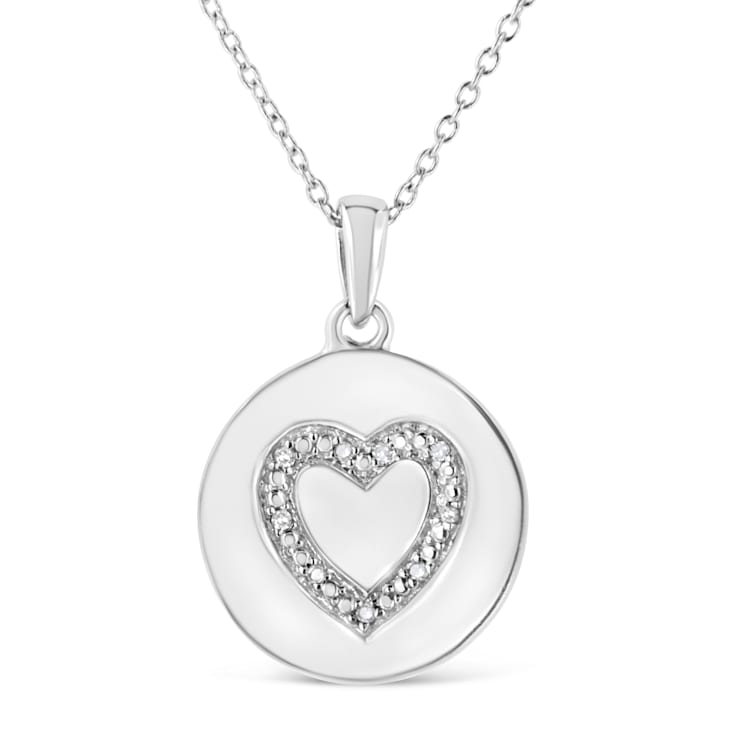 .925 Sterling Silver Prong-Set Diamond Accent Heart Emblemed 18"
Pendant Necklace