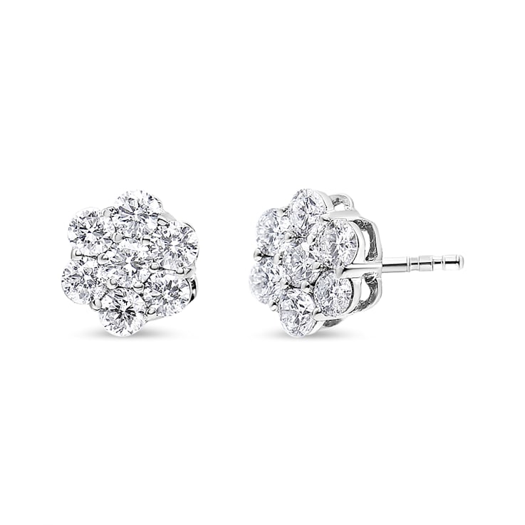 14K White Gold 1.0ctw Diamond Composite Stud Earrings