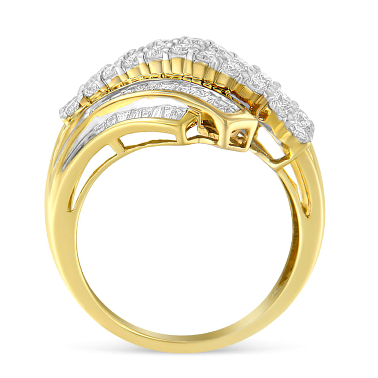 10K Yellow Gold 1.0ctw Mixed Shapes Diamond Bypass Ring (H-I Color,
SI1-SI2 Clarity)