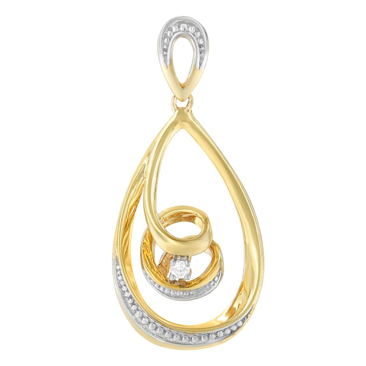 10K Yellow Gold Diamond Accent Open Teardrop Twisted 18" Pendant
w\chain(J-K Color, I2-I3 Clarity)