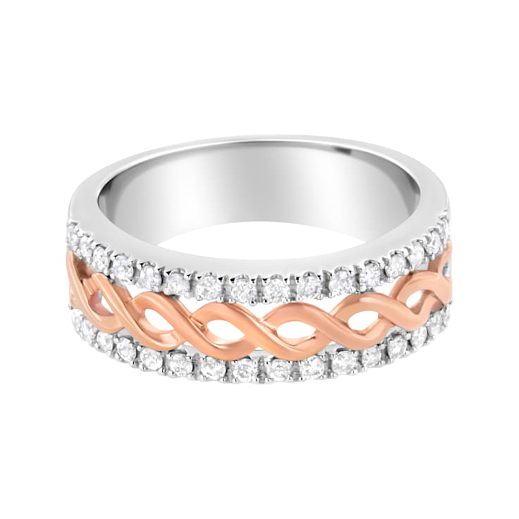 10K White and Rose Gold 1/3ctw Diamond Infinity Ribbon Band Ring (I-J
Color, I1-I2 Clarity)