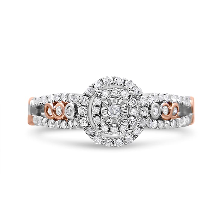 0.50ctw Round Diamond Split Shank Engagement 14K Rose Gold Over Sterling
Silver Ring