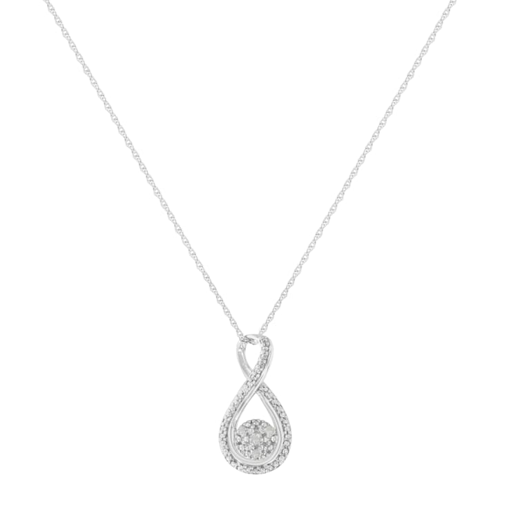 Diamond Accent Infinity Sterling Silver Pendant Necklace with 18" Chain