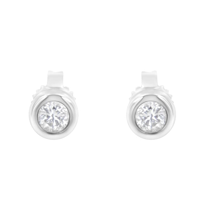 10K White Gold 1/4ctw Round Brilliant-Cut Near Colorless Diamond
Bezel-Set Stud Earrings