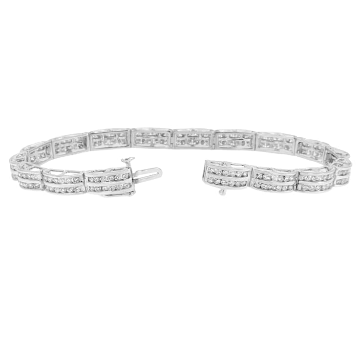 14K White Gold 3.22ctw Round-Cut Diamond Bracelet