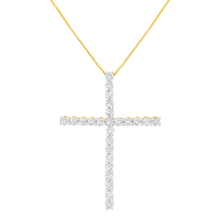 Sterling Silver 3.0ctw Round Diamond 1-1/2" Cross Pendant with
Chain(J-K Color, I2-I3 Clarity) - 18"