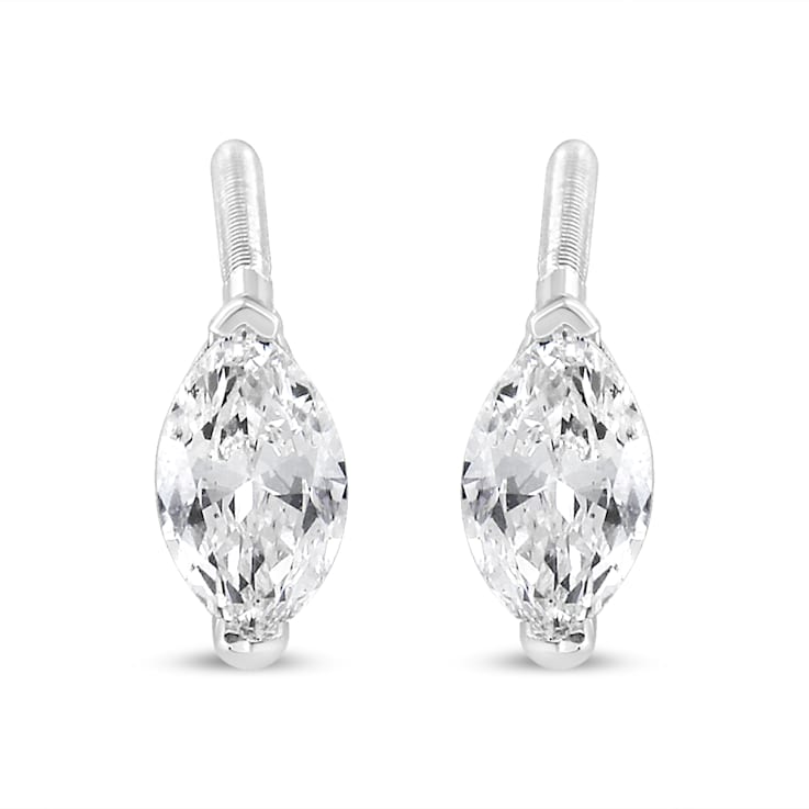 0.50ctw Marquise Lab Grown Diamond Solitaire 14K White Gold Stud Earrings