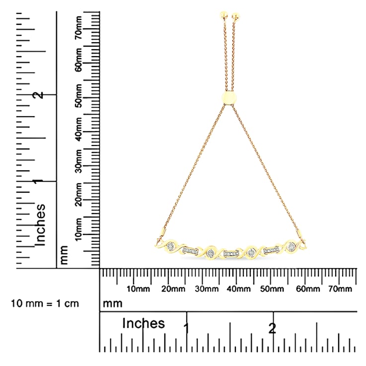14K Yellow Gold Over Sterling Silver Channel Set Diamond Accent Twist
Bolo Bracelet