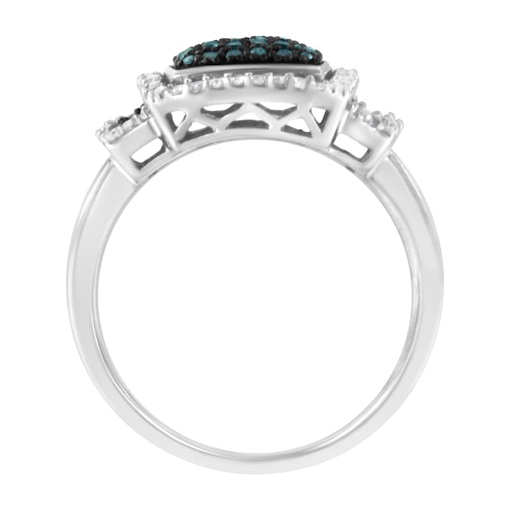 Black Rhodium Over Sterling Silver 1/2ctw Diamond Ring (Fancy Blue &
H-I Color, I2-I3 Clarity)