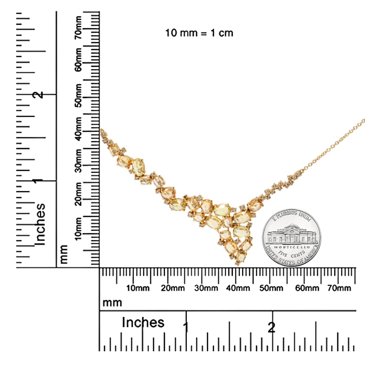 18K Yellow Gold Multi-Size Oval Yellow Sapphire and Brown Diamond
Statement Necklace