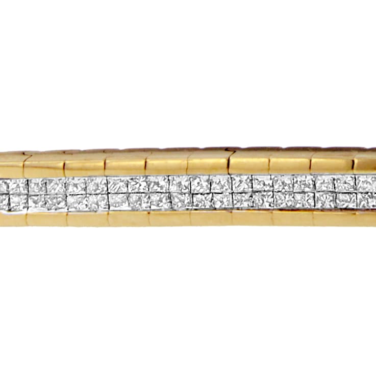 14K Yellow Gold 1.10ctw Princess-Cut Diamond Banded Bracelet