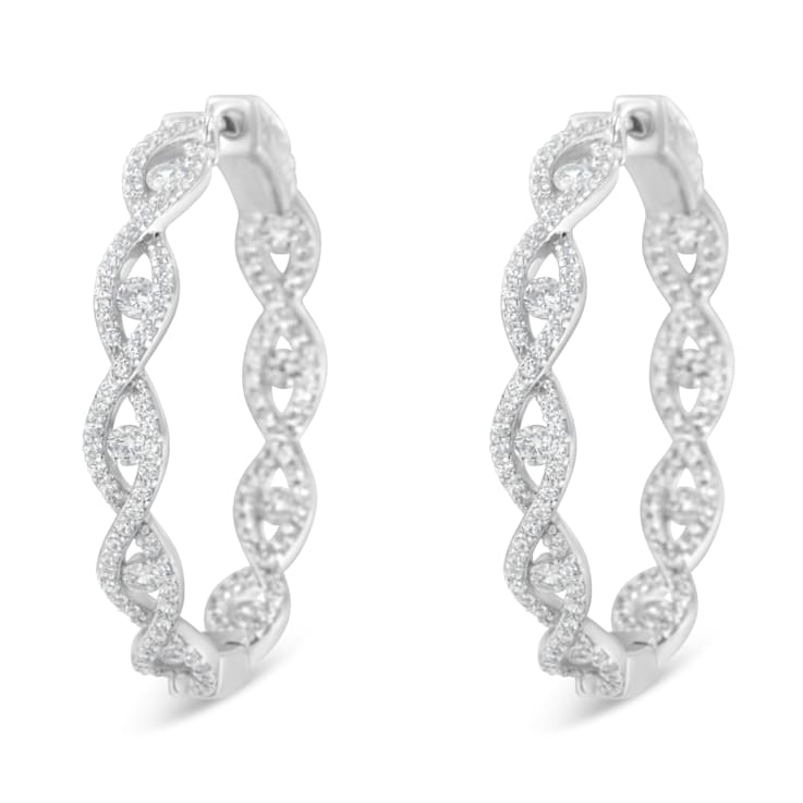 アクセサリー hinata 10K White Gold Diamond Hoop Earrings 1 1/2ctw - 1D4MXA
