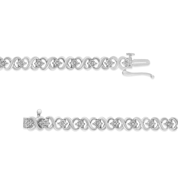 Sterling Silver 1/6ctw Miracle Set Diamond Infinity Link and Station
Tennis Bracelet