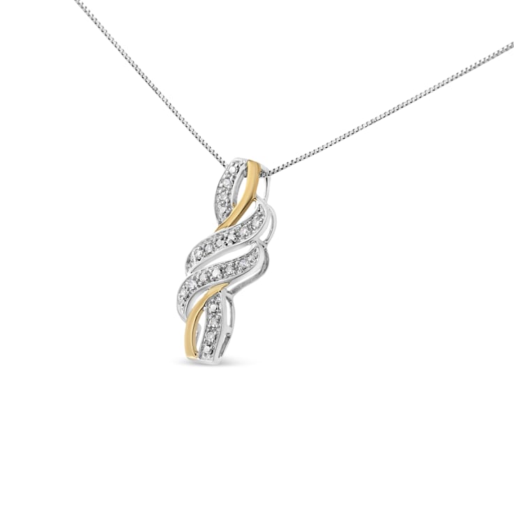 0.05ctw Diamond Swirl 10K Yellow Gold Over Sterling Silver Necklace