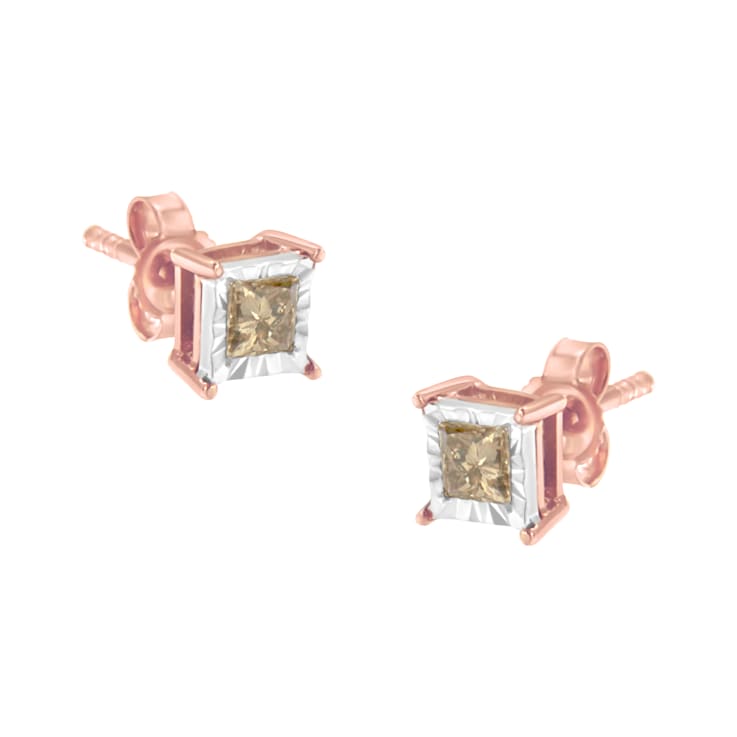 14K Two-Tone Gold Over Sterling Silver 1/2ctw Square Diamond Solitaire
Miracle-Plate Stud Earrings