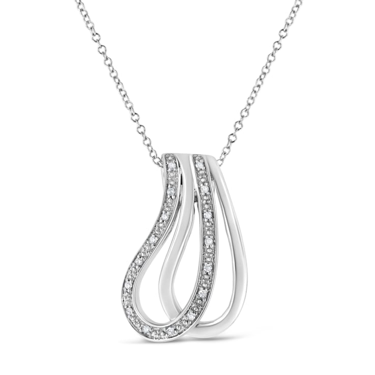 .925 Sterling Silver Pave-Set Diamond Accent Double Curve 18"
Pendant Necklace