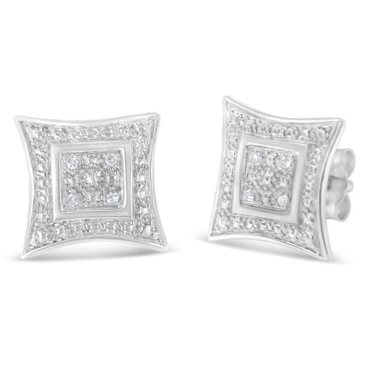 Diamond Accented Sterling Silver Halo Stud Earrings