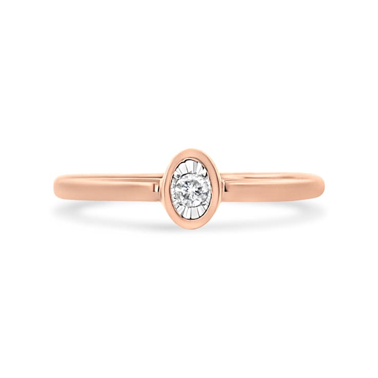14K Rose Gold Over Sterling Silver Miracle Set Diamond Promise Ring (J-K
Color, I1-I2 Clarity)