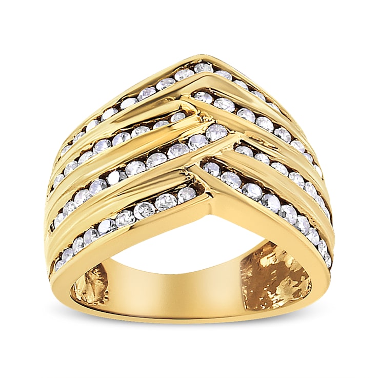1.50ctw Champagne Diamond 10K Yellow Gold Over Sterling Silver Band