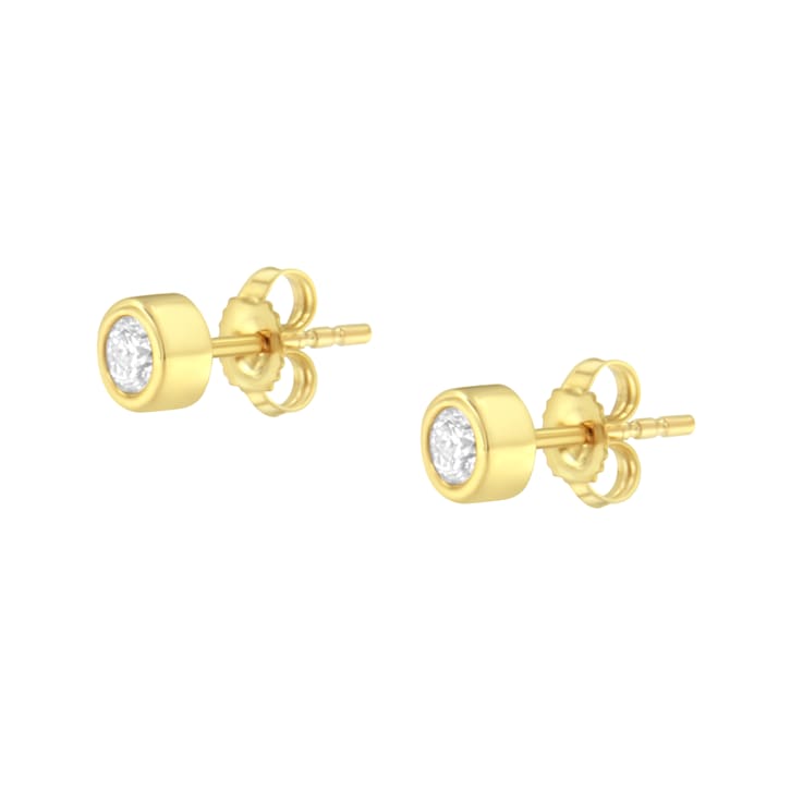 10K Yellow Gold 1/4ctw Round Brilliant-Cut Near Colorless Diamond
Bezel-Set Stud Earrings