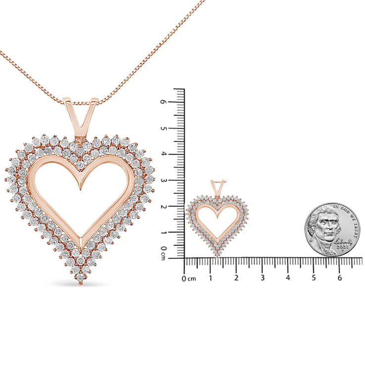 1.00ctw Diamond Heart 14K Rose Gold Over Sterling Silver Pendant
Necklace with 18" Chain