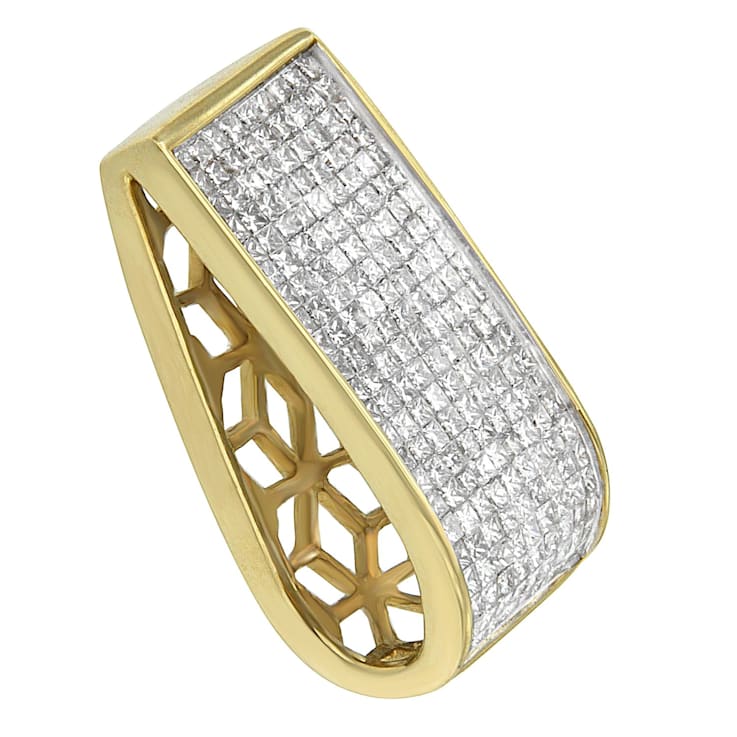 14K Yellow Gold Princess Cut Diamond Block Pendant w\chain (2 5/8ctw,
H-I Color, SI2-I1 Clarity)