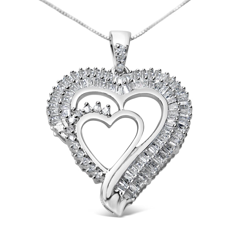 1cttw Diamond Double-Sided Heart Pendant - The Jewelry Exchange