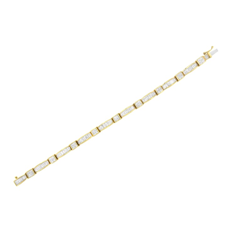 14K Yellow Gold 7.33ctw Multi--Cut Diamond Box Square Link Bracelet