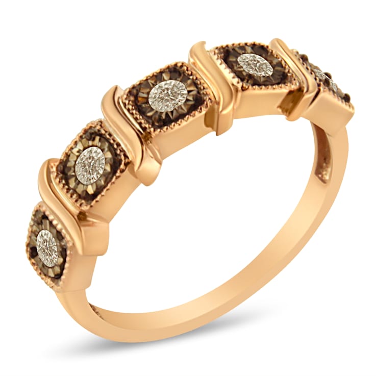 0.25ctw Diamond 5-Stone 10K Rose Gold Over Sterling Silver Band