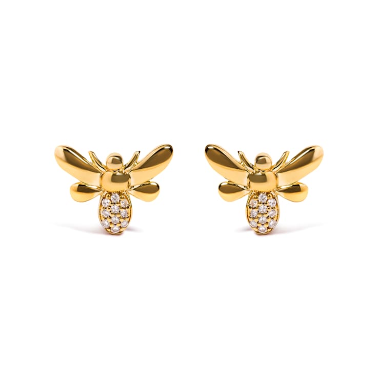 10K Yellow Gold Diamond Accented Bumble Bee Stud Earring (H-I Color,
I1-I2 Clarity)