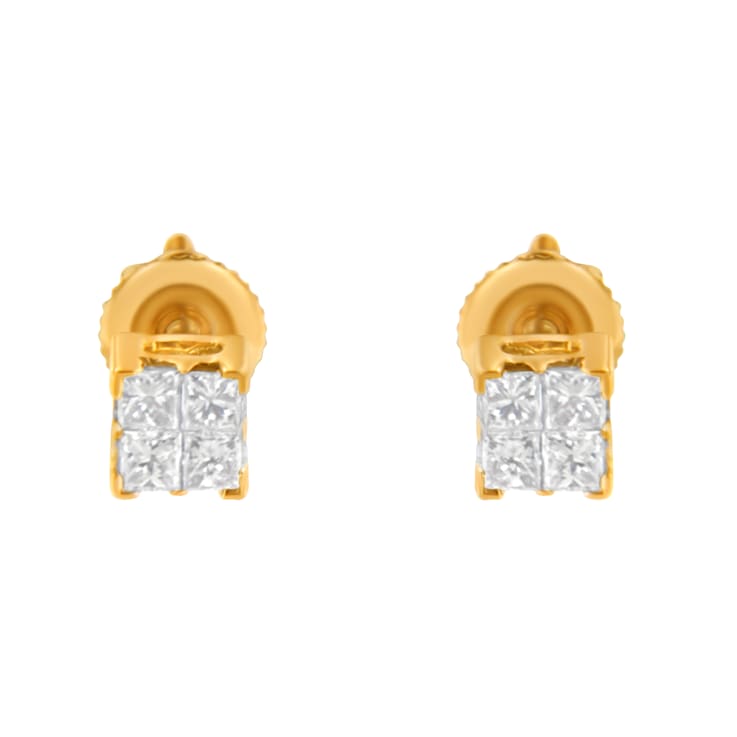 0.25ctw Princess-Cut Diamond 10K Yellow Gold Stud Earring