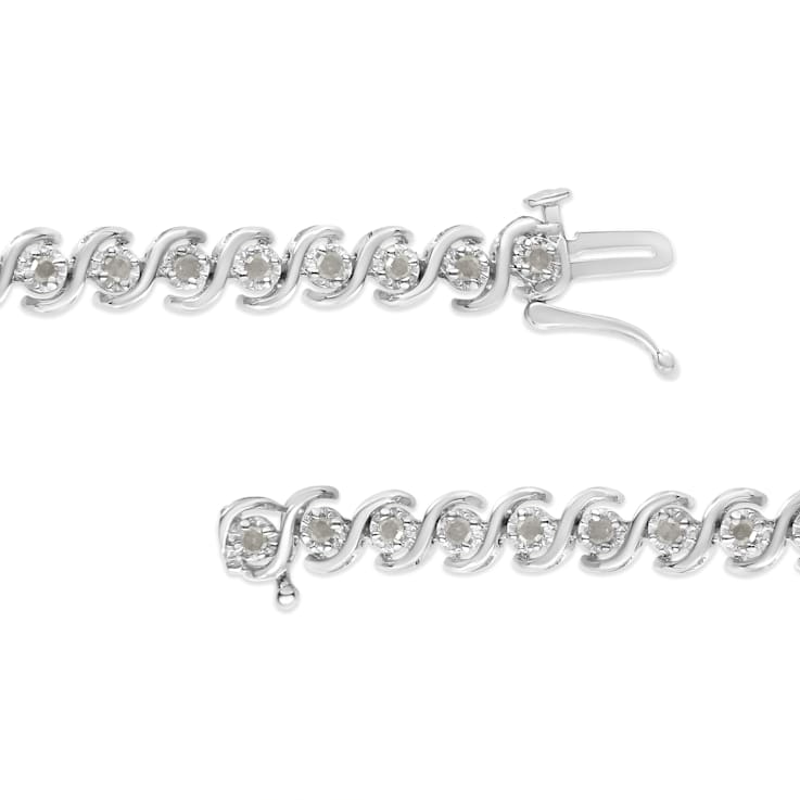 Sterling Silver 1.0 Cttw Round Miracle-Set Diamond 7" Tennis
Bracelet - 7.5"