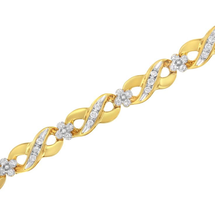 10K Yellow Gold 1.0ctw Round-Cut Diamond Infinite Love Bracelet