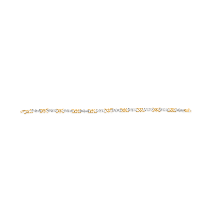 10k Yellow Gold 1/3ctw Diamond 3 Stone and X-Link Bracelet (I-J Color,
I1-I2 Clarity) - 7.50" Inches