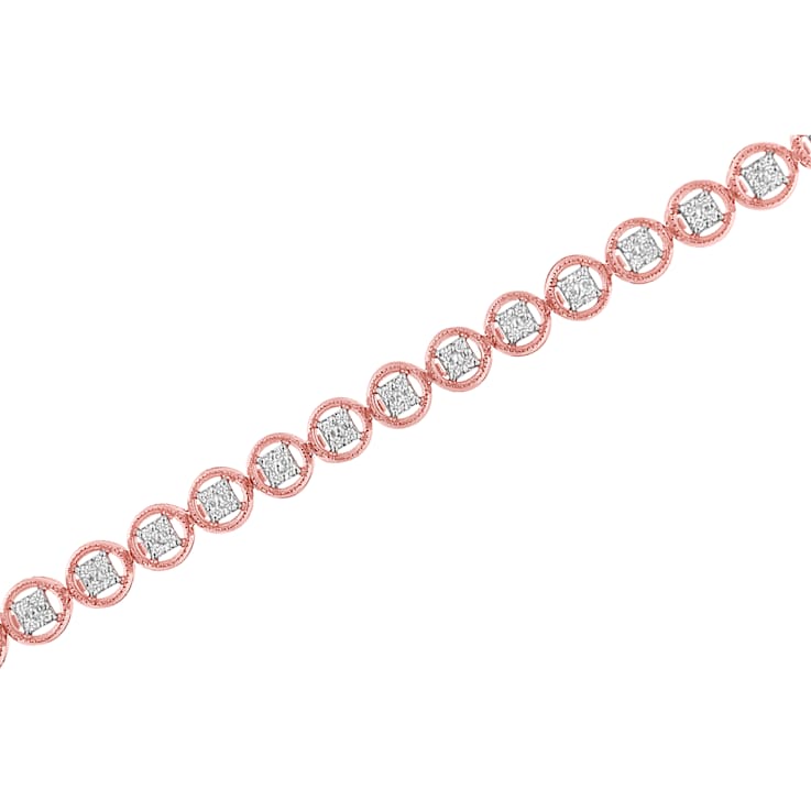 10K Rose Gold Over Sterling Silver 1/4 Cttw Diamond Tennis Bracelet