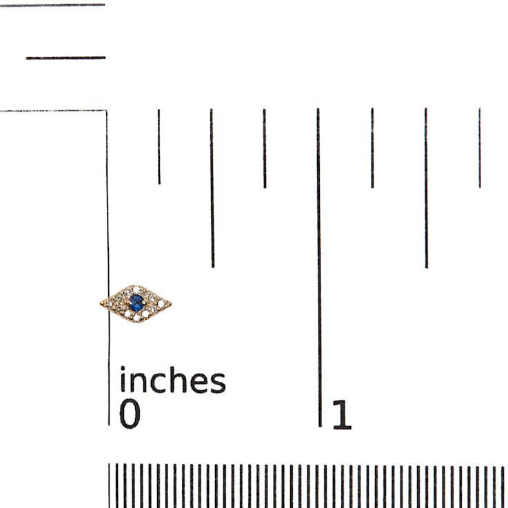 10K Yellow Gold Blue Sapphire and Diamond Accent Evil Eye Stud Earring
(H-I Color, I1-I2 Clarity)