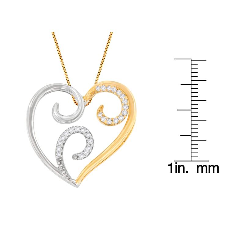 10K Two-Toned Gold 1/10ctw Round Diamond Swirl Heart Accent Pendant
w\chain (H-I, I1-I2)