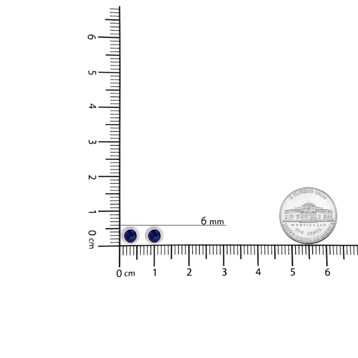 3.5mm Treated Blue Sapphire Solitaire Sterling Silver Stud Earrings