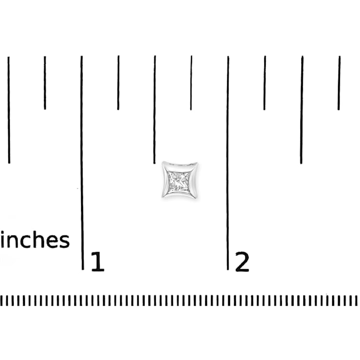 10K White Gold 1/2 Cttw Invisible Set Princess-Cut Diamond Stud Earrings
(H-I Color, SI2-I1 Clarity)