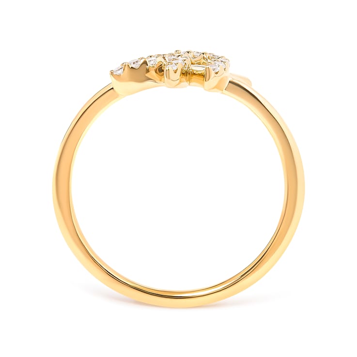10K Yellow Gold 1/10ctw Diamond Leaf and Branch Ring (H-I Color, I1-I2 Clarity)
