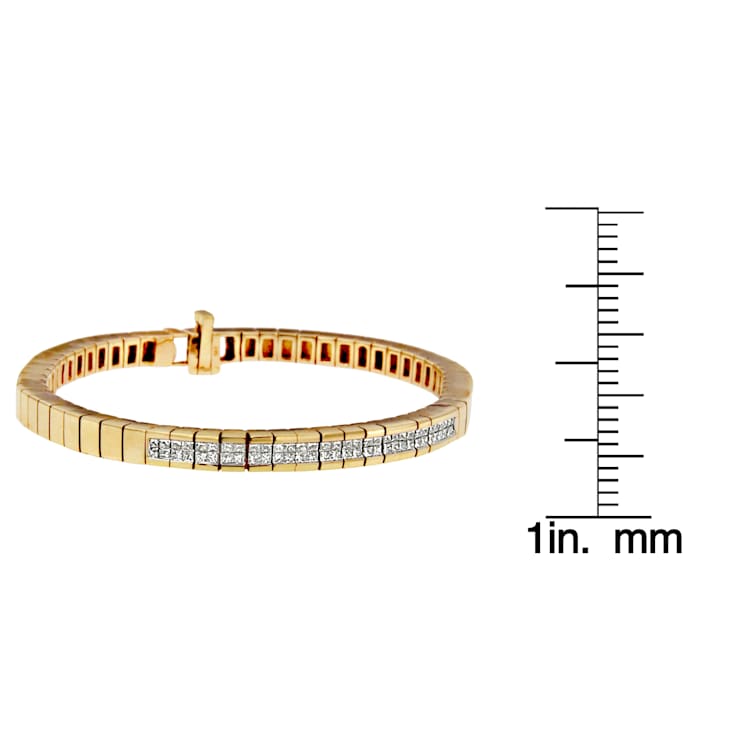 14K Yellow Gold 1.10ctw Princess-Cut Diamond Banded Bracelet