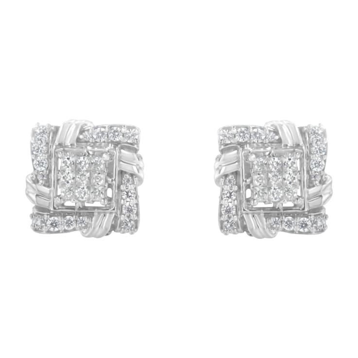 .50ctw Round-Cut Diamond Sterling Silver Stud Earrings