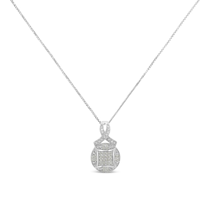 0.33ctw Diamond Ribbon and Circle Cluster Sterling Silver Necklace